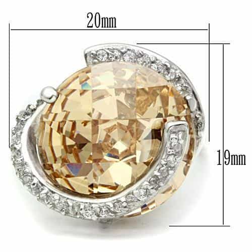 Sterling Silver Champagne CZ Round Halo Cocktail Ring view 2