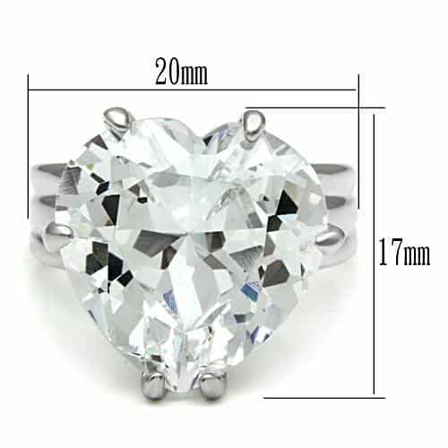 Sterling Silver CZ Oversized Heart Solitaire Ring view 2