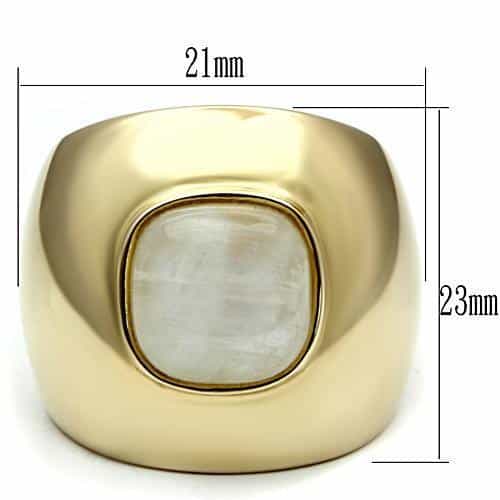 Sterling Silver Gold Mother of Pearl Cushion Cabochon Dome Ring view 4