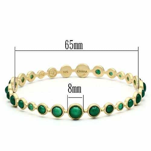 Sterling Silver Gold Emerald Green Bezel Eternity Band Bracelet view 2