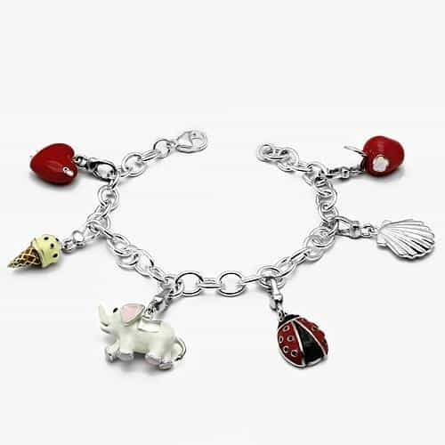 Sterling Silver Animal Enamel Charm Toggle Bracelet view 1