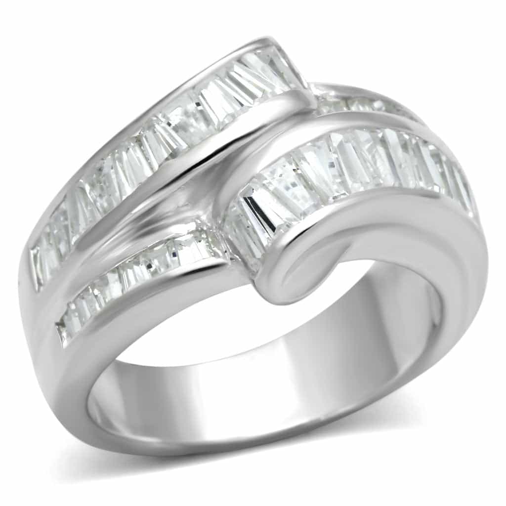 Sterling Silver Baguette Fan Ring | The Stainless Jewelry view 1