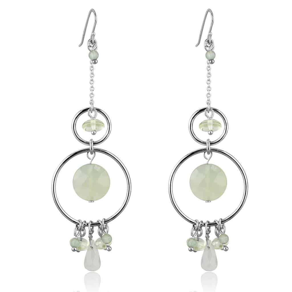 Sterling Silver CZ Gemstone Bead Thread Earrings view 1