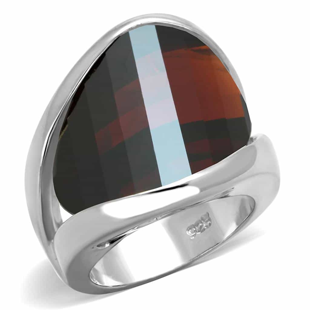 Sterling Silver Dark Garnet Faceted Trillion Oversized Dome Ring view 3