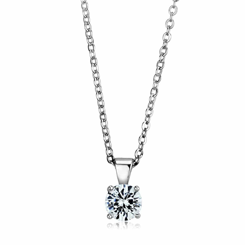 Sterling Silver Round Solitaire Drop Pendant view 1