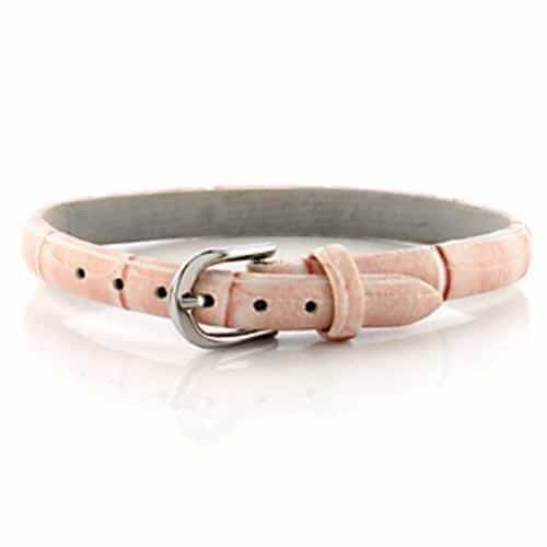 Brass Pink Leather Buckle Wrap Bracelet | The Stainless Jewelry view 1