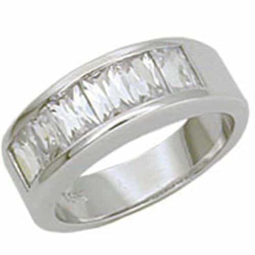Sterling Silver Baguette Channel Band Ring view 1