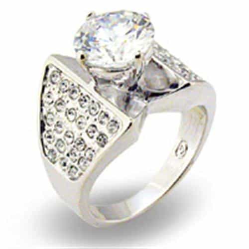 Sterling Silver Gold CZ Round Pave Geometric Signet Ring view 1