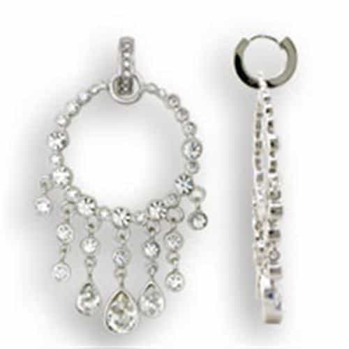 Sterling Silver CZ Circle Chandelier Drop Earrings view 1