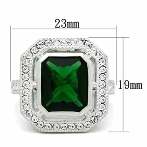 Sterling Silver Dark Emerald Green Cushion CZ Double Halo Ring view 6