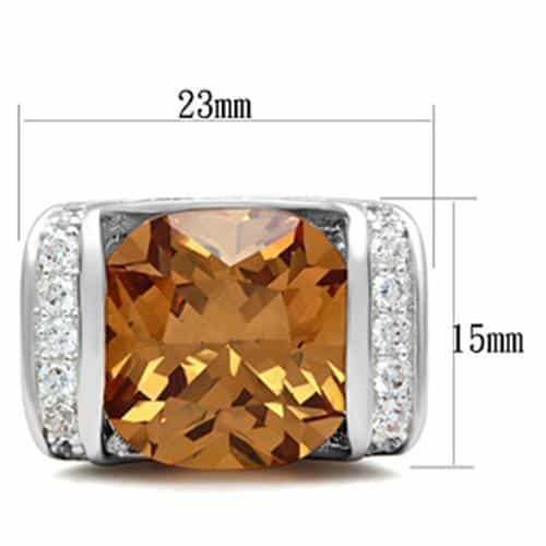 Sterling Silver Champagne Cushion CZ Pave Halo Cocktail Ring view 6