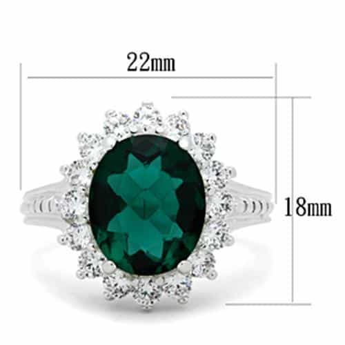 Sterling Silver Dark Emerald Green Round CZ Halo Cocktail Ring view 6