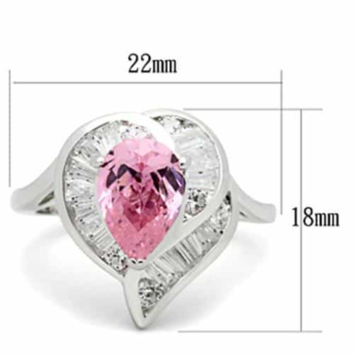 Sterling Silver Pink Pear CZ Swirl Loop Frame Cocktail Ring view 6