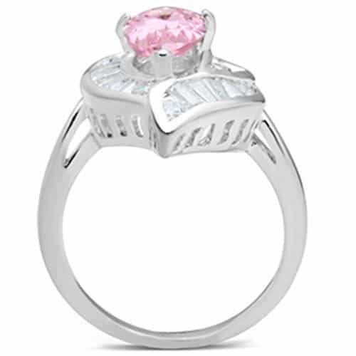 Sterling Silver Pink Pear CZ Swirl Loop Frame Cocktail Ring view 7