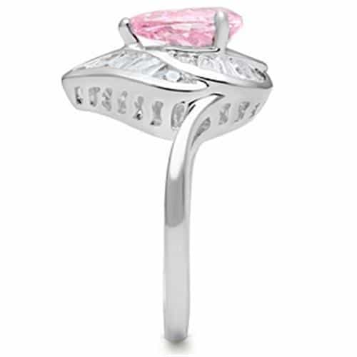 Sterling Silver Pink Pear CZ Swirl Loop Frame Cocktail Ring view 8