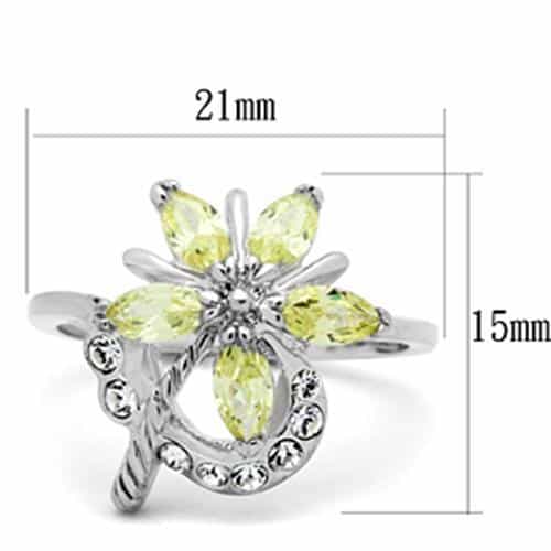Sterling Silver Peridot Green CZ Marquise Flower Cocktail Ring view 5