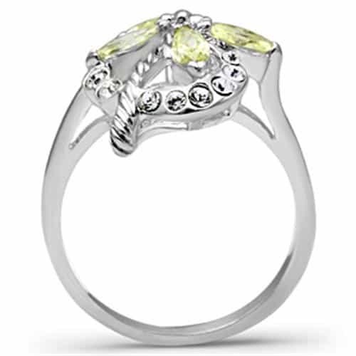 Sterling Silver Peridot Green CZ Marquise Flower Cocktail Ring view 6