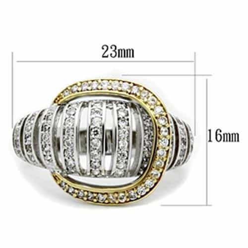 Sterling Silver Gold Two Tone CZ Pave Multi Row Dome Ring view 2