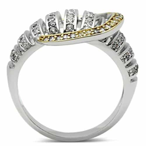 Sterling Silver Gold Two Tone CZ Pave Multi Row Dome Ring view 3