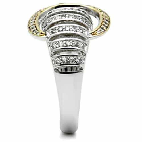 Sterling Silver Gold Two Tone CZ Pave Multi Row Dome Ring view 4