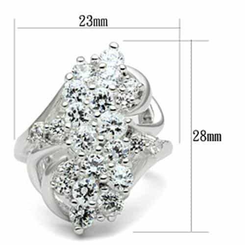 Sterling Silver CZ Round Cluster Cascading Bypass Cocktail Ring view 6