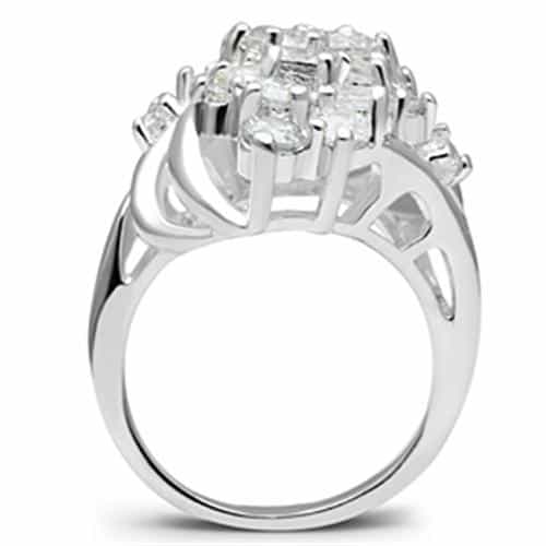 Sterling Silver CZ Round Cluster Cascading Bypass Cocktail Ring view 7