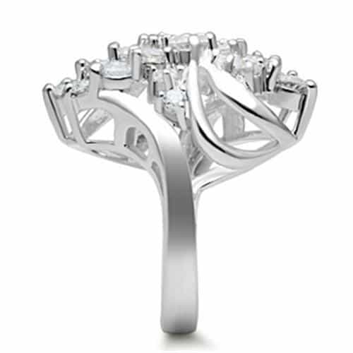Sterling Silver CZ Round Cluster Cascading Bypass Cocktail Ring view 8