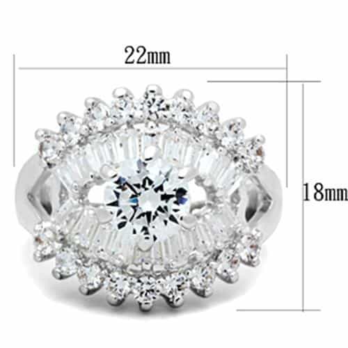 Sterling Silver CZ Round Baguette Starburst Halo Cocktail Ring view 6