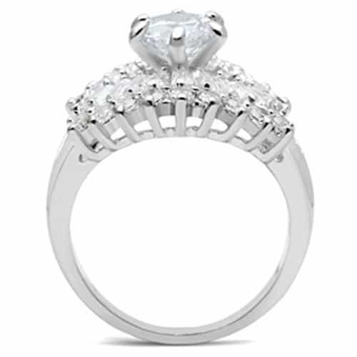 Sterling Silver CZ Round Baguette Starburst Halo Cocktail Ring view 7
