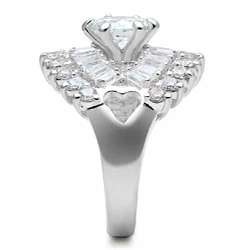 Sterling Silver CZ Round Baguette Starburst Halo Cocktail Ring view 8