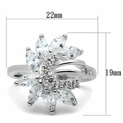 Sterling Silver CZ Marquise Star Flower Cluster Cocktail Ring view 6