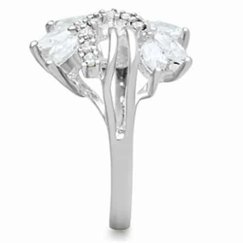 Sterling Silver CZ Marquise Star Flower Cluster Cocktail Ring view 8