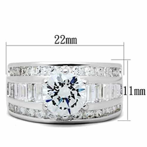 Sterling Silver CZ Round Baguette Channel Multi Row Wide Ring view 6
