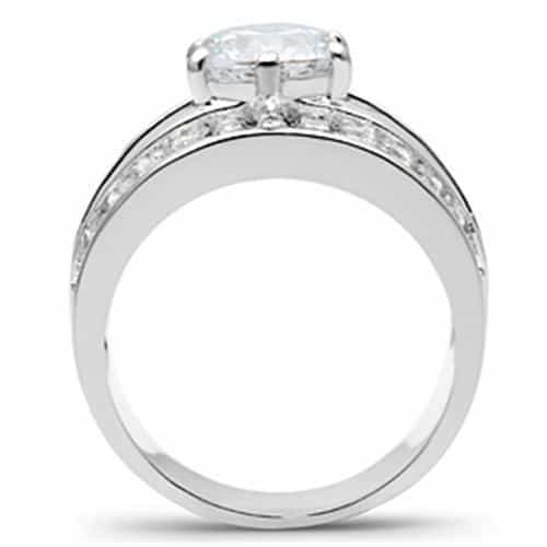 Sterling Silver CZ Round Baguette Channel Multi Row Wide Ring view 3