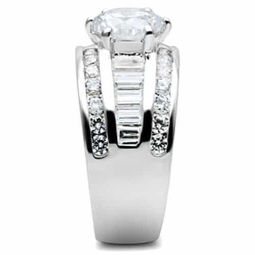 Sterling Silver CZ Round Baguette Channel Multi Row Wide Ring view 8