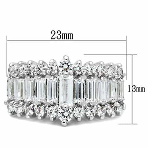 Sterling Silver CZ Radiant Cut Baguette Accent Cocktail Ring view 6