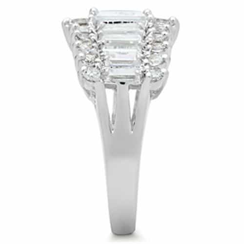 Sterling Silver CZ Radiant Cut Baguette Accent Cocktail Ring view 8