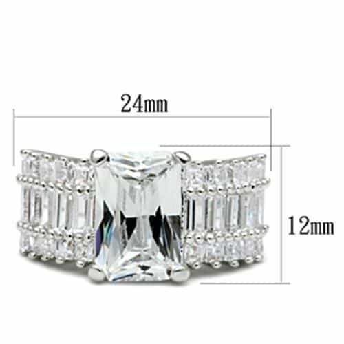 Sterling Silver CZ Emerald Cut Baguette Accent Statement Ring view 6