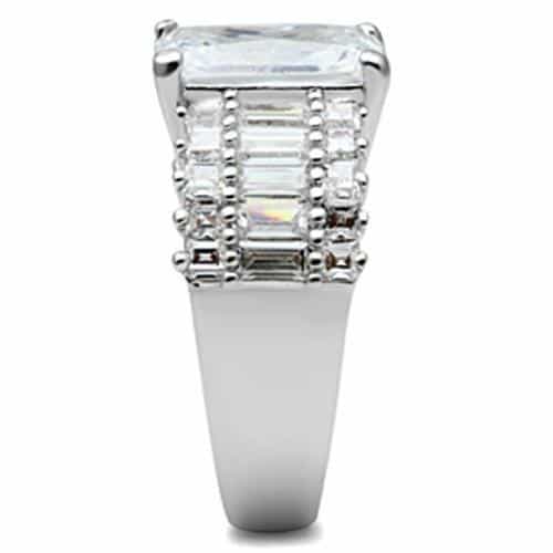 Sterling Silver CZ Emerald Cut Baguette Accent Statement Ring view 8