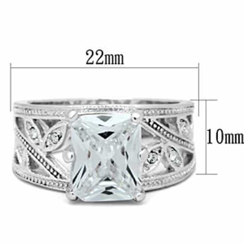 Sterling Silver CZ Princess Cut Filigree Split Shank Ring view 2