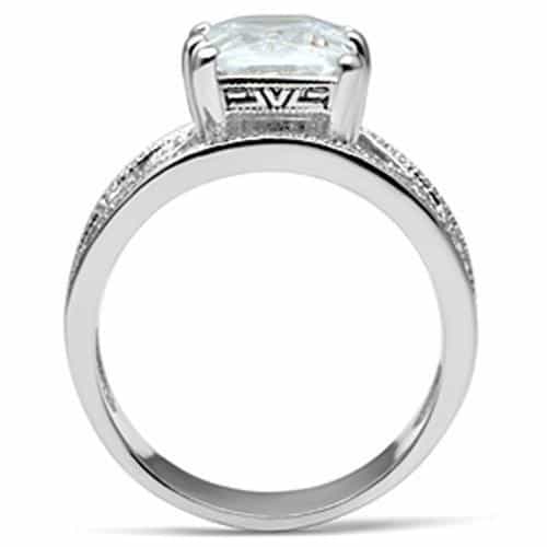 Sterling Silver CZ Princess Cut Filigree Split Shank Ring view 3