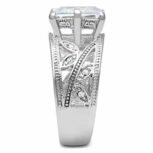 Sterling Silver CZ Princess Cut Filigree Split Shank Ring view 8