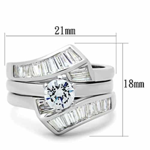 Sterling Silver CZ Round Baguette Channel Bridal Set Ring view 7