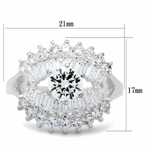 Sterling Silver CZ Round Baguette Starburst Halo Ring view 2