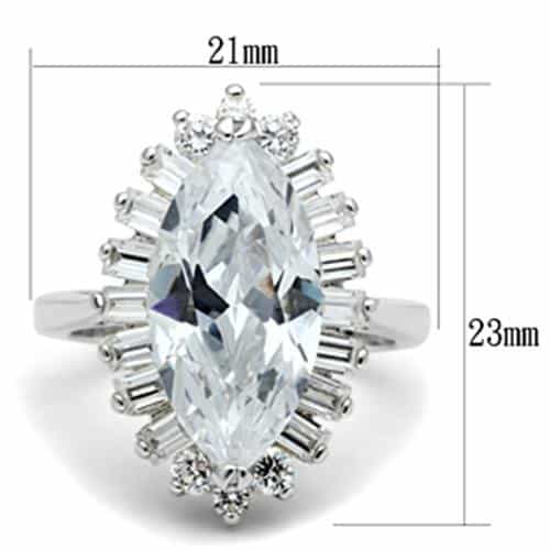 Sterling Silver CZ Marquise Oversized Baguette Ballerina Ring view 6