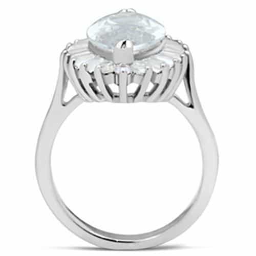 Sterling Silver CZ Marquise Oversized Baguette Ballerina Ring view 7