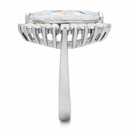 Sterling Silver CZ Marquise Oversized Baguette Ballerina Ring view 8