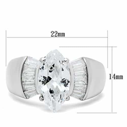 Sterling Silver CZ Marquise Baguette Accent Cocktail Ring view 2