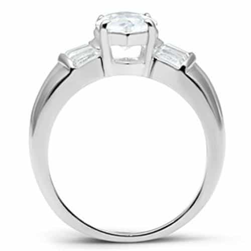 Sterling Silver CZ Marquise Baguette Accent Cocktail Ring view 7