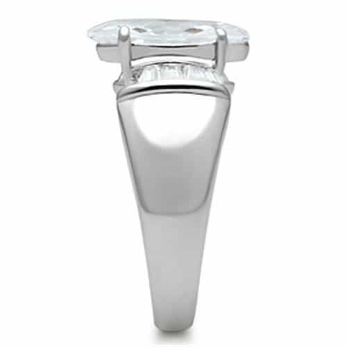 Sterling Silver CZ Marquise Baguette Accent Cocktail Ring view 8